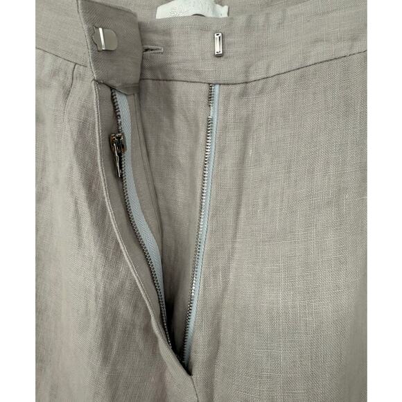 SABLYN Trousers Charlee Linen High Rise Pants Light Grey Slits Size Small S - Picture 2 of 9
